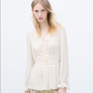 Zara Shirt With Guipure Lace Bib Front